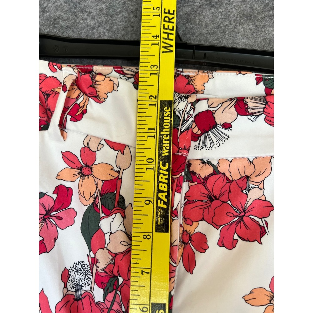 LIZ CLAIBORNE Emma Slim Leg Ankle Pants 14 White Floral Pink Orange Stretch NWT - Picture 9 of 16